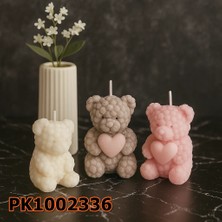 Poyrish PK1002336 - Silikon Kalıp Mum Kalıbı Kalpli Güllü Küçük Boy Ayıcık