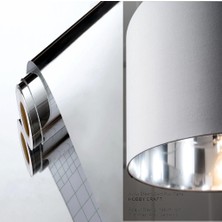 Mix And Match Yapışkanlı Gümüş Ayna Efektli Silindir Abajur Yapım Folyosu - 38 Cn Çap * 50 cm Yükseklik -Abajur Yenileme, Tamirat ve Dıy Tasarımlar Için Su Geçirmez, Yırtılmaz, Alev Geciktirici.