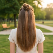 DS LLC Ieg™ Fiber Sentetik Düz Yarım Ay + 2 Yan Çıt Çıt - Kumral DSLLC-RSİEG248