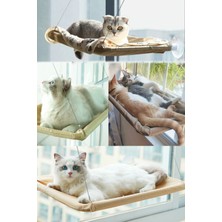 Munico Tüylü Portatif Kedi Yatağı Hamağı Vantuzlu Pencereye Monte Edilebilen Yumuşak Cama Asılı Yatak