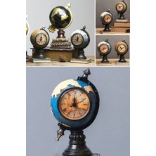 Munico Retro Çok Fonksiyonlu Vintage Küre Çalar Saat Masaüstü Ev Dekoru Fotoğraf Sahne Birikim Süs Objeleri