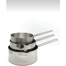 abnturk 3’lü Set Paslanmaz Çelik Kaçerola Sosluk ve Sütlük 12-14-16CM