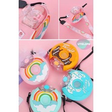 Munico Sevimli Donut Tasarımlı Çocuk Karikatür Su Bardağı Kapaklı Kapasiteli Taşınabilir Spor Su Şişesi