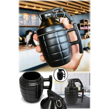 Munico Seramik Asker Hediyelik Kupa Bardak Askeri El Bombası Fincan Siyah Sıcak Içecek Kupası 300ML Gamer