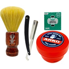 Atamanstore Profesyonel Klasik Tıraş Seti | Jaguar 1071-MIX Tıraş Fırçası | Derby Yarım Jilet 100'LÜ | Arko Kase Tıraş Sabunu | Ustura