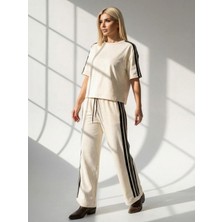 Kokoşum Butik 7492 Yanları Simli Şeritli Takım Sarı