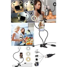 Munico Parlak LED Telefon Tutucu LED Selfie Telefon Klipsi Tutucu Ayarlanabilir Masa Lambası Makyaj Işığı