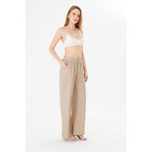 Pique 26KP1002 KADIN PANTOLON Beli Lastikli Çilek Kumaş Pantolon