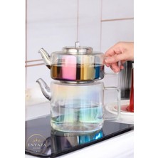 UltraMint Renkli Borosilikat Cam Çaydanlık Seti, 1100 ml ve 1800 ml Seçenekleri