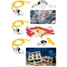 Munico 3 Adet Depremde ve Acil Afetlerde Paslanmaz Çelik Metal Düdük Akıllı Yüksek Desibelli Deprem Bölgesi