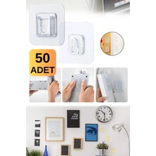 Munico 50 Çift Taraflı Yapışkan Duvar Kanca Askı Güçlü Şeffaf Vantuz Mutfak Banyo Duvar Eşya Tutucusu Kolay