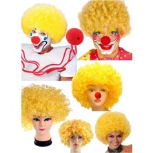 Munico Cadılar Bayram Hayranları Için Peruk Cosplay Parti Çocuk Eğlence Aksesuarı Peruk + Palyaço Burnu Set