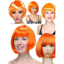 Munico Akşam Partisi Peruk Turuncu Neon Kostüm Partisi Kadın Portakal Brezilya Kısa Neon Peruk Turuncu