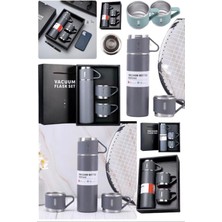 Munico 3 Bardaklı 500ML Termos Sıcak ve Soğuk Tutan Kahve Çay Içecek Termosu Çelik Kamp Piknik Için Ideal