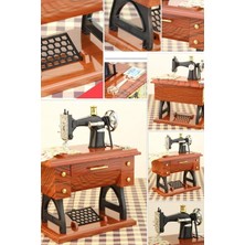 Munico Dikiş Makinesi Müzik Kutusu Vintage Mini Plastik Masa Masa Dekorasyon Oyuncak Ev Isınma