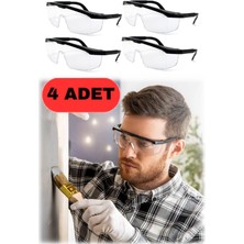 Munico 4 Adet Sertifikalı Iş Güvenliği Göz Koruma Gözlüğü Şeffaf Laboratuvar Deney Inşaat Ayarlanan Gözlük