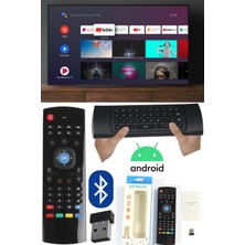 Munico Android Akıllı Tvler Için Kablosuz Uzaktan Kumanda Smart Tv Box Pc Şarjlı Klavyeli Çift Taraflı Maus