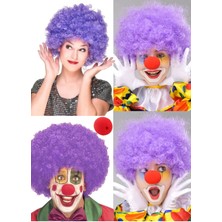 Munico Hayranları Için Peruk Renkli Patlayan Palyaço Peruk + Palyaço Burnu Rengarenk Cosplay Cadılar Bayram