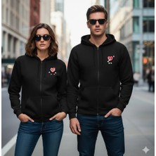 Etoile Studio Sevgili Kombini Sweatshirt Unisex 2 Iplik Kapşonlu Fermuarlı 2 Adet Fiyatı Kalpler
