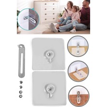 Munico Mobilya & Eşya Sabitleyici Şeffaf Deprem Için Ultra Dayanıklı Çivisiz Duvarı Delmeden Ayarlanabilir