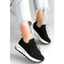 Erbilden Feort Siyah Triko Bağcıklı Spor Ayakkabı