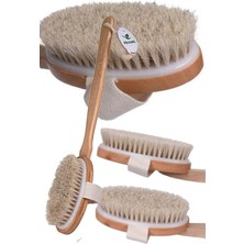 Munico Banyo Duş Bamboo Fırçası Doğal At Kılı Selülit Fırçası Organik %100