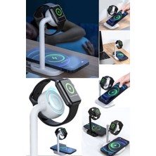 Munico 2in1 Kablosuz Şarj Cihazı Stand Akıllı Saat Apple ve Android Telefonlarla Uyumlu Kablosuz Şarj Cihaz