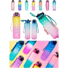 Munico Su Şişesi Zaman Işaretleyicileri ve Saman ile 1 Litre Sızdırmaz Bpa Içermez Okul Için Spor Su Şişesi