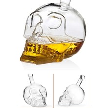 Munico Dekoratif Crystal Head Kuru Kafa Cam Şişesi 550 ml Büyük Boy Luxury Sürahi Mutfak Sofra Keyif Şişesi