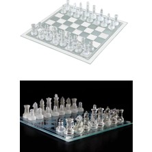 Munico 35X35 Şık Ev Dekorasyon Oyun Seti Hobi Eğlence Satranç Full Cam Dekoratif Profesyonel Satranç Seti