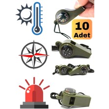 Munico 10 Adet Depremde ve Acil Afetlerde Pusula ve Termo Düdük Unisex Akıllı Yüksek Desibelli Deprem Enkaz