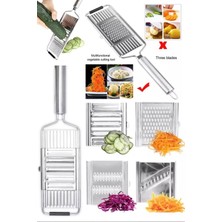 Munico Profesyonel 3 Başlıklı Chef Rendesi Manual Sebze Dilimleyici Patates Lahana Havuç Kaymaz Rende Pro