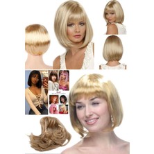 Munico Konforlu Kısa Küt Peruk Saç Kanser Hastaları Için Kahküllü Doğal Orijinal Kesilebilir Şık