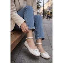 Klay Shoes Kadın Rugan Bilekten Kemerli Şık Rahat Retro Babet