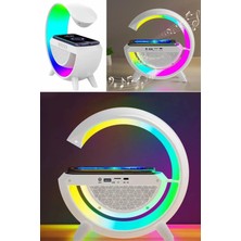 Munico Iphone Samsung Için Akıllı Bluetooth Hoparlör Kablosuz Şarj Cihazı Standı Saat Alarmı Kontrolü Rgb