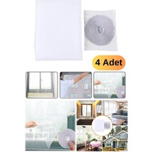 Munico 4 Adet Ev Işyeri Yazlık Pencere Ayarlanabilir Sineklik 150X130CM Sineklik Perde Pratik Takılabilir