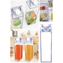 Munico Tatlı Süt Kartonu Su Şişesi Plastik Şeffaf Kare Süt Şişeleri Sızdırmaz Akrilik Su Şişesi Şık Süt Pvc