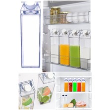 Munico 500ML Kare Süt Bardağı Karikatür Su Şişesi Büyük Kapasiteli Plastik Şeffaf Meyve Suyu Içme Bardaklar