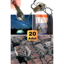 Munico 20 Adet Depremde ve Acil Afetlerde Pusula ve Termo Düdük Unisex Akıllı Yüksek Desibelli Deprem Enkaz