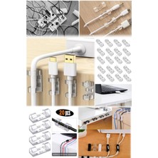 Munico Ofis & Çalışma Alanları Için 20 Adet Yapışkanlı Klips Kablo Düzenleyici Aparat Kablo Sabit Organizer