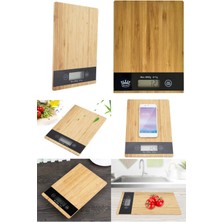 Munico A Kalite Tartı Yiyecek LCD Ekranlı Bambu Set Ev Mutfak Tartısı Ahşap Terazi 5 kg Yük Yemek Bakliyat