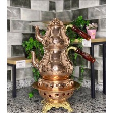 UltraMint Bakır Arslan Ayaklı Çaydanlık Takımı Aile Boyu Şık Tasarım