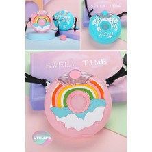 Munico Kawaii Donut Tasarımlı Çocuk Termos Bardak Sevimli Taşınabilir Okul Su Şişesi