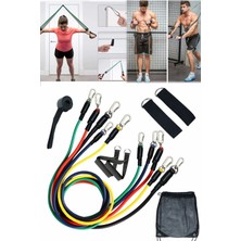 Munico 11 Parça Yoga Vücut Geliştime Lateks Bandı Çantalı Lastik Spor Egzersiz Aleti Fitness Kondisyon Seti
