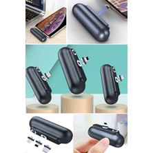 Munico 2600MAH Powerbank Manyetik Şarj Kapsül 3 In 1 Type-C & Micro USB & Apple 3 Başlıklı Mini Taşınabilir
