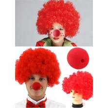 Munico Renkli Patlayan Palyaço Peruk + Palyaço Burnu Rengarenk Cosplay Cadılar Bayram Hayranları Için Peruk