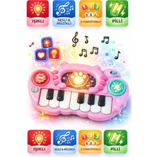 Yıldırım Oyuncak Sesli Işıklı Müzikli Pilli 3 Fonksiyonlu Eğitici 21 cm Oyuncak Pembe Piyano