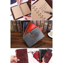 Munico Gezgin Günlüğü Vintage Spiral Notebook Günlüğü Not Defteri Korsan Çapalar Pu Deri Not Kitap