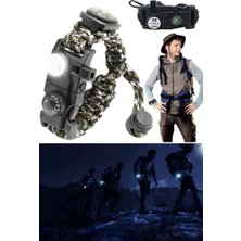 Munico Çok Fonksiyonlu Survival Kopmaz Bilekliklik Acil Sos Lamba & Magnezyum Ateşleyici & Pusula & Düdük