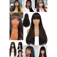 Munico Kahküllü Doğal Görünümlü Düz Uzun Peruk Şık Hair Saç Unisex Kolay Kullanım Günlük Orjinal Görünüm